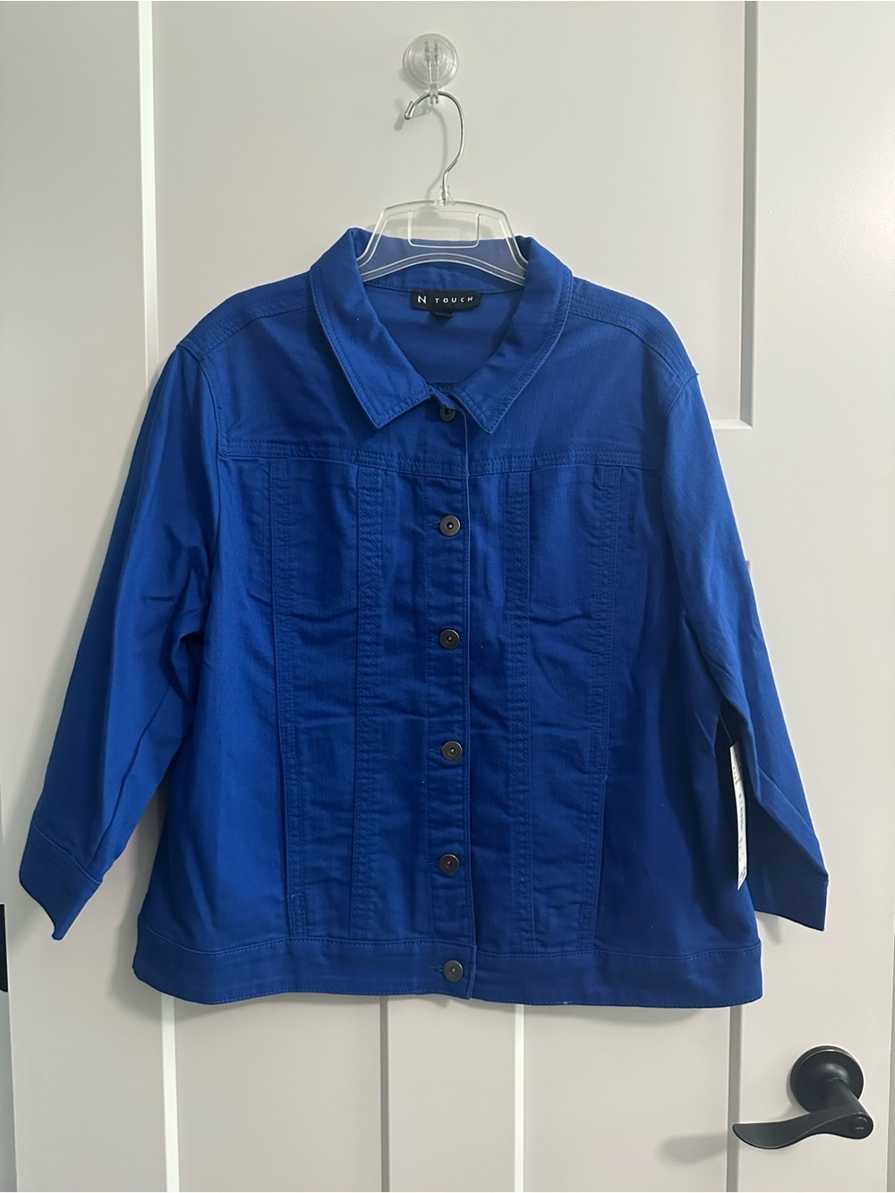 N Touch Women's Royal Blue Button-Front Jean Jacket